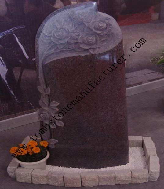rose carving granite headstone42